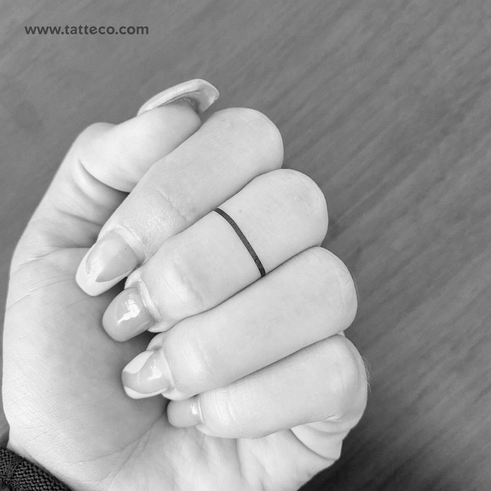 Tatuaje temporal de línea de anillo - Juego de 3