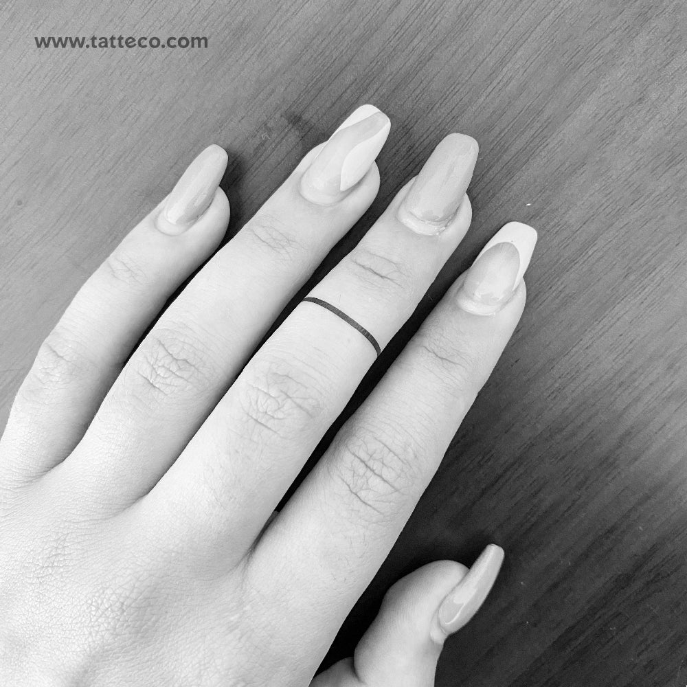 Tatuaje temporal de línea de anillo - Juego de 3