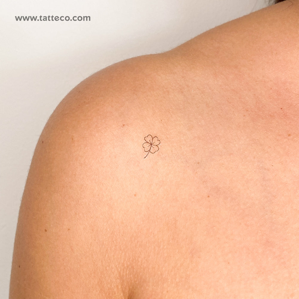Small Fine Line Four Leaf Clover Temporary Tattoo - Set of 3