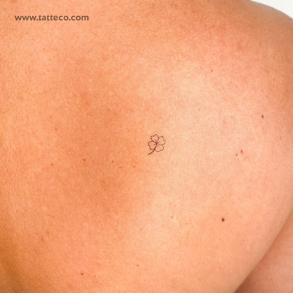 Small Fine Line Four Leaf Clover Temporary Tattoo - Set of 3