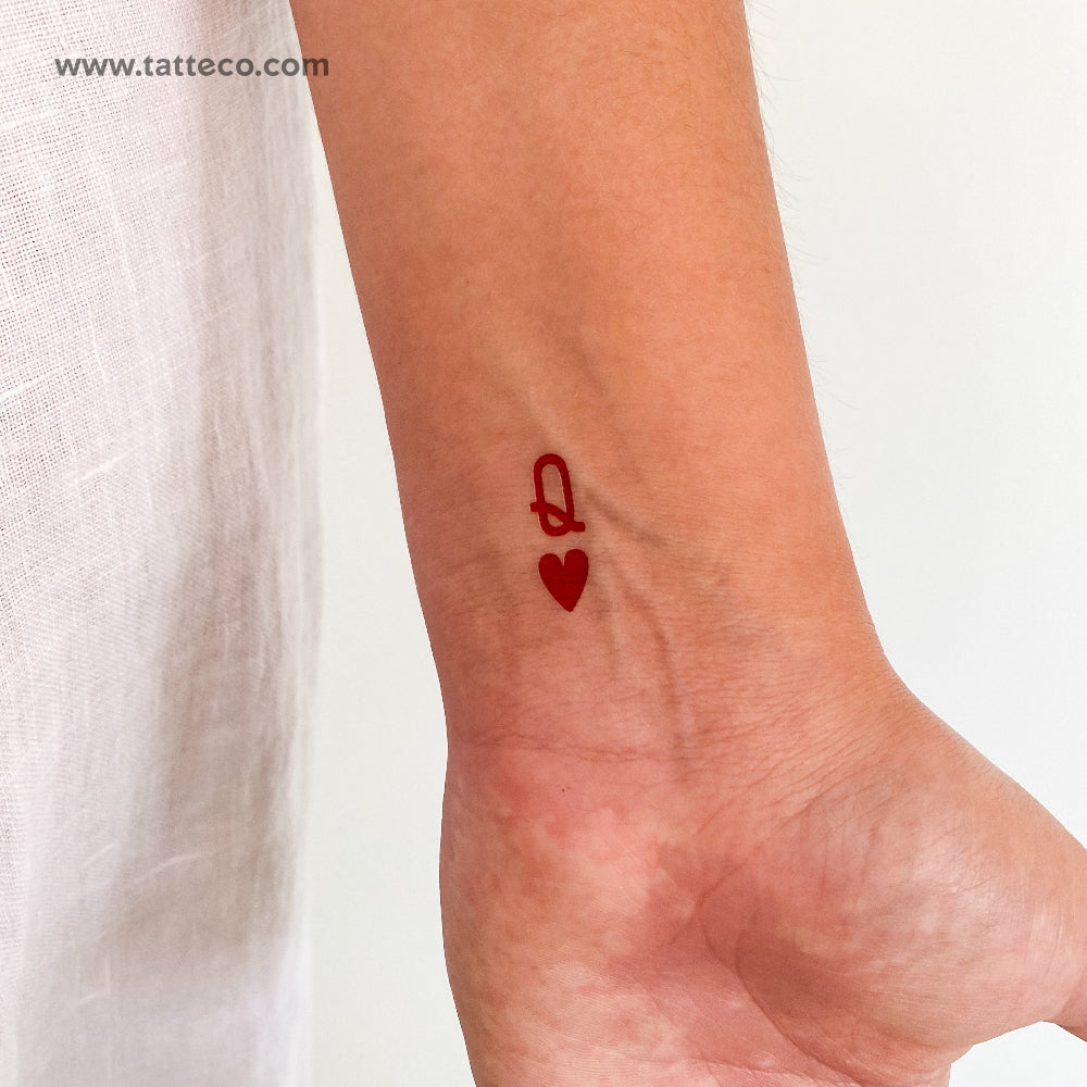 Queen of Hearts Temporary Tattoo - Set of 3