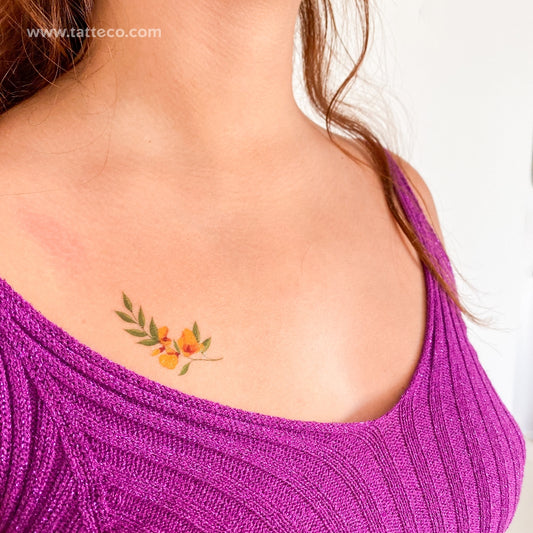 Yellow Flower Temporary Tattoo by Zihee - Set of 3