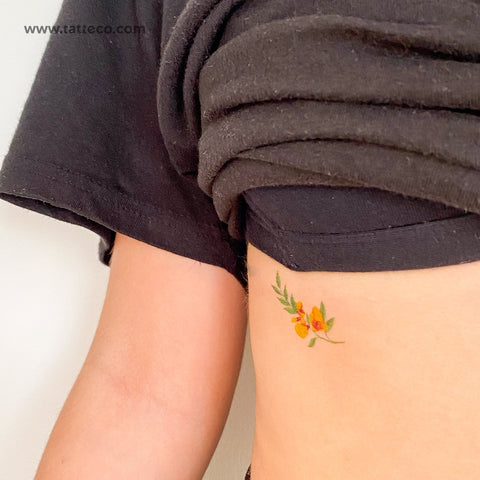 Yellow Flower Temporary Tattoo by Zihee - Set of 3
