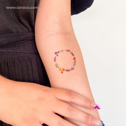 Flower Wreath Temporary Tattoo by Zihee - Set of 3