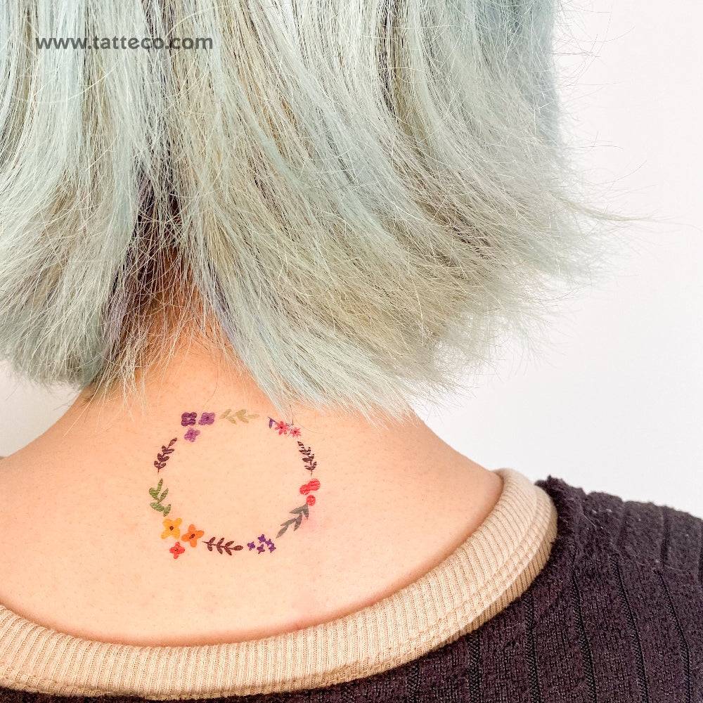 Flower Wreath Temporary Tattoo by Zihee - Set of 3