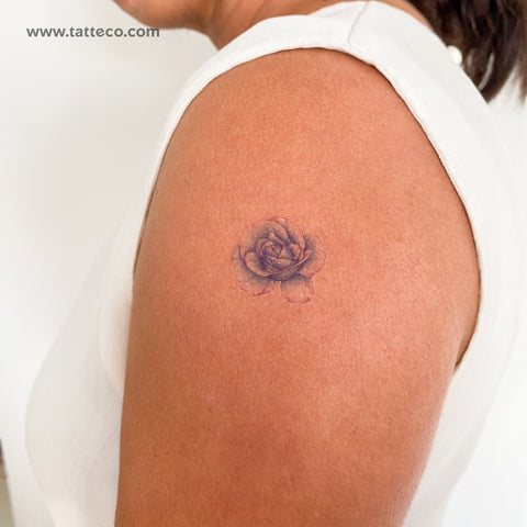 Illustrative Blue Rose Head Temporary Tattoo - Set of 3