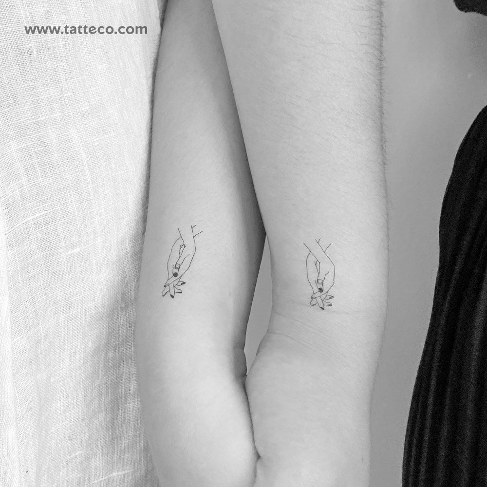 Holding Hands Temporary Tattoo - Set of 3