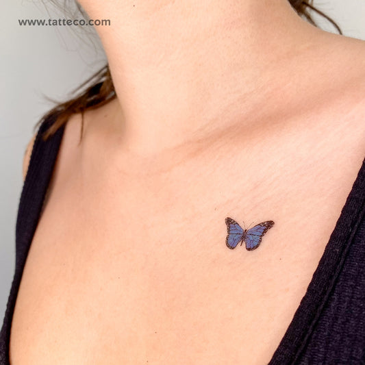 Tatuaje temporal de mariposa azul - Juego de 3