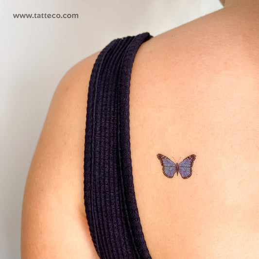 Tatuaje temporal de mariposa azul - Juego de 3