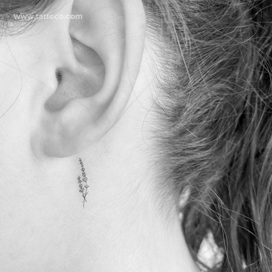 Tatuaje temporal de lavanda de línea fina pequeña - Juego de 3