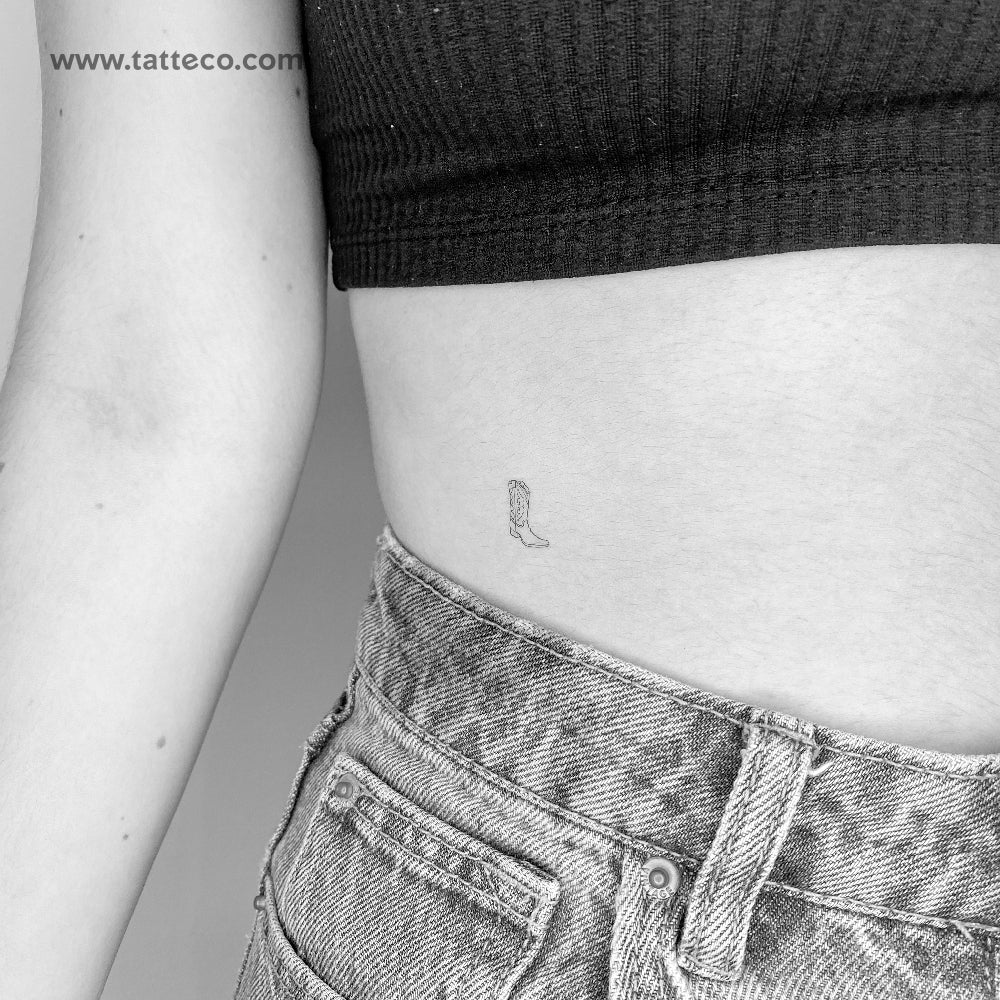 Fine Line Cowboy Boot Tattoo Ideas