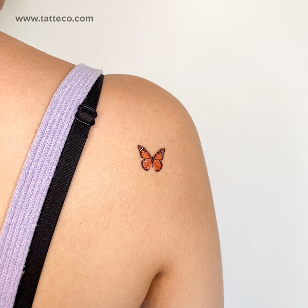 Orange Butterfly Temporary Tattoo - Set of 3
