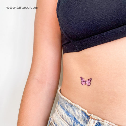 Tatuaje temporal de mariposa rosa - Juego de 3