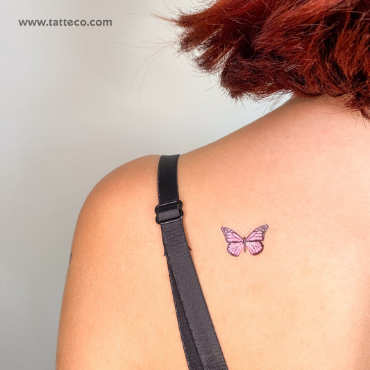 Tatuaje temporal de mariposa rosa - Juego de 3
