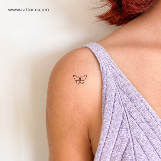 Tatuaje temporal de mariposa minimalista - Juego de 3