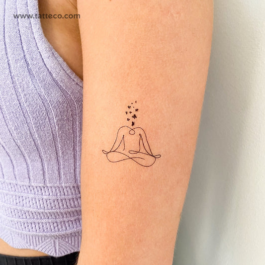 Tatuaje temporal de mariposa meditando (juego de 3)