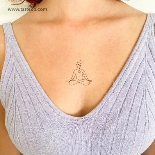 Tatuaje temporal de mariposa meditando (juego de 3)