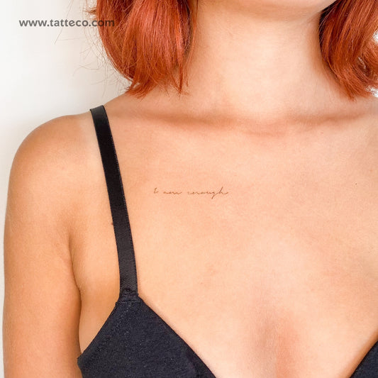 Tatuaje temporal "Soy suficiente" escrito a mano - Juego de 3