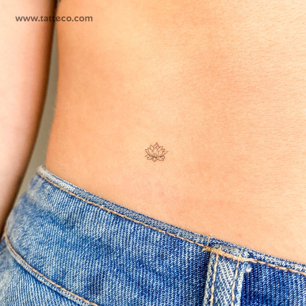 Tiny Sacred Lotus Temporary Tattoo - Set of 3