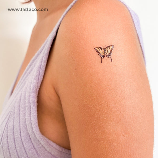 Yellow Butterfly Temporary Tattoo - Set of 3