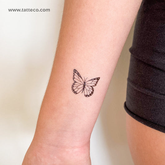 Tatuaje temporal de mariposa dibujada a mano (juego de 3)