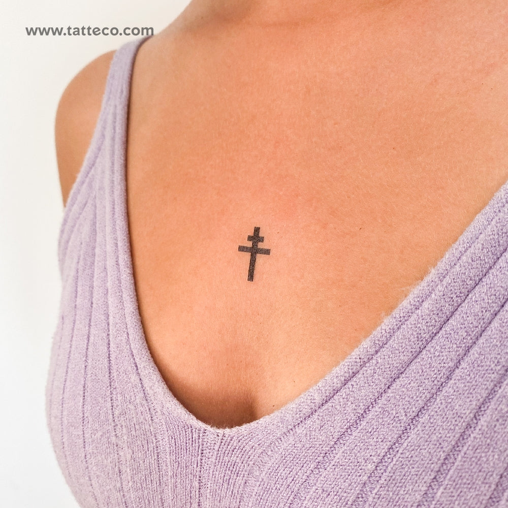 Cross Of Lorraine Temporary Tattoo - Set of 3