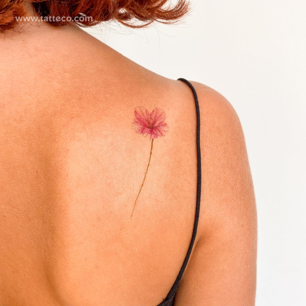 Illustrative Hibiscus Temporary Tattoo - Set of 3