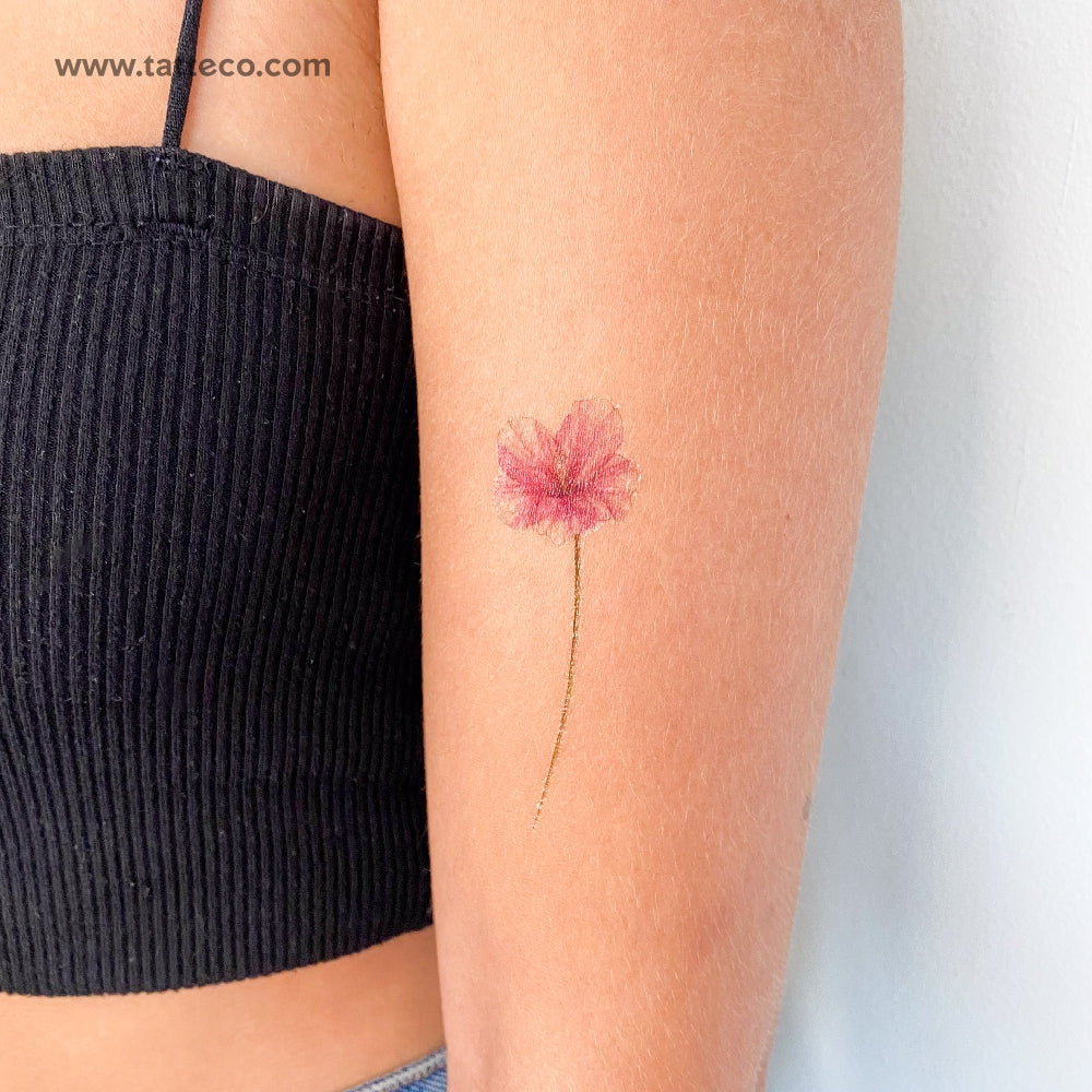 Illustrative Hibiscus Temporary Tattoo - Set of 3