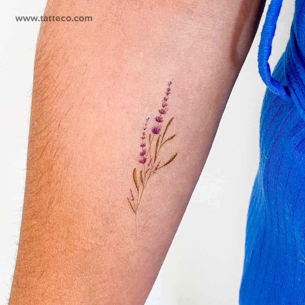 Tatuaje temporal ilustrativo de lavanda - Juego de 3