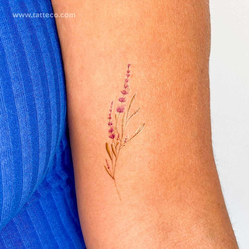 Tatuaje temporal ilustrativo de lavanda - Juego de 3