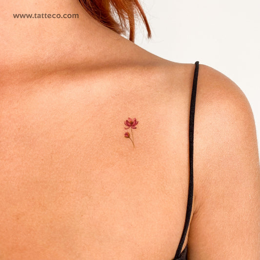 Tatuaje temporal pequeño de loto en acuarela (juego de 3)