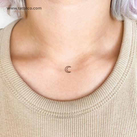 Small Crescent Moon Outline Temporary Tattoo - Set of 3