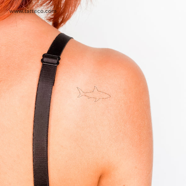Small Fine Line Shark Temporary Tattoo - Set of 3