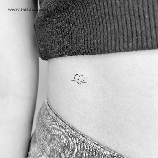 Tatuaje temporal de corazón y ola - Juego de 3