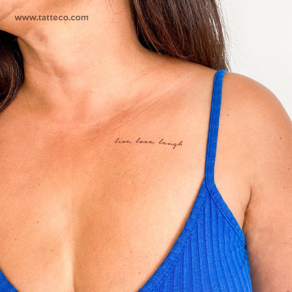 Tatuaje temporal "Vive, ama, ríe" - Juego de 3