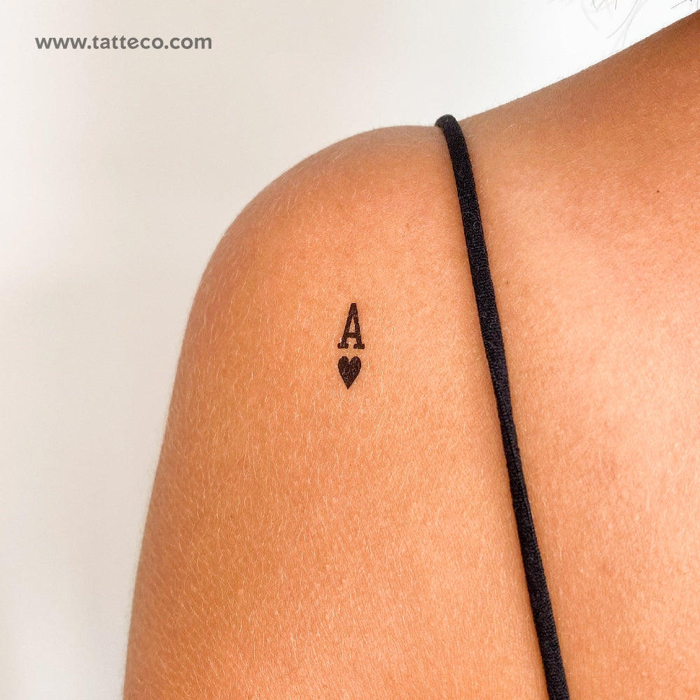 Black Ace Of Hearts Temporary Tattoo - Set of 3