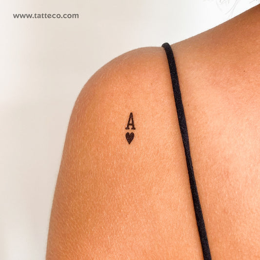 Black Ace Of Hearts Temporary Tattoo - Set of 3