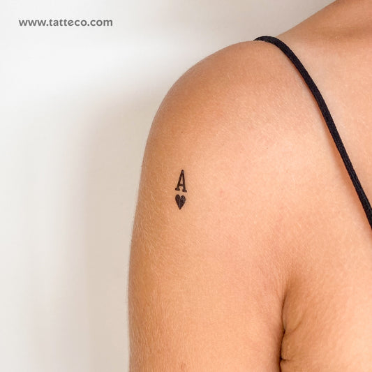 Black Ace Of Hearts Temporary Tattoo - Set of 3