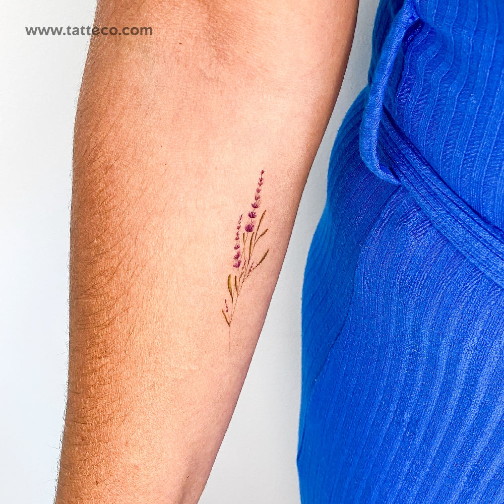 Tatuaje temporal ilustrativo de lavanda - Juego de 3