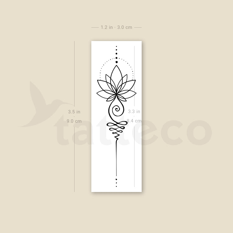 Tatuaje temporal de loto Unalome - Juego de 3