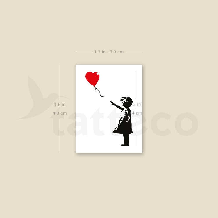 Small Banksy's Balloon Girl Temporary Tattoo - Set of 3