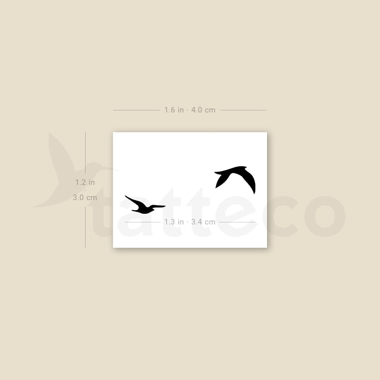 Two Flying Birds Temporary Tattoo - Set of 3