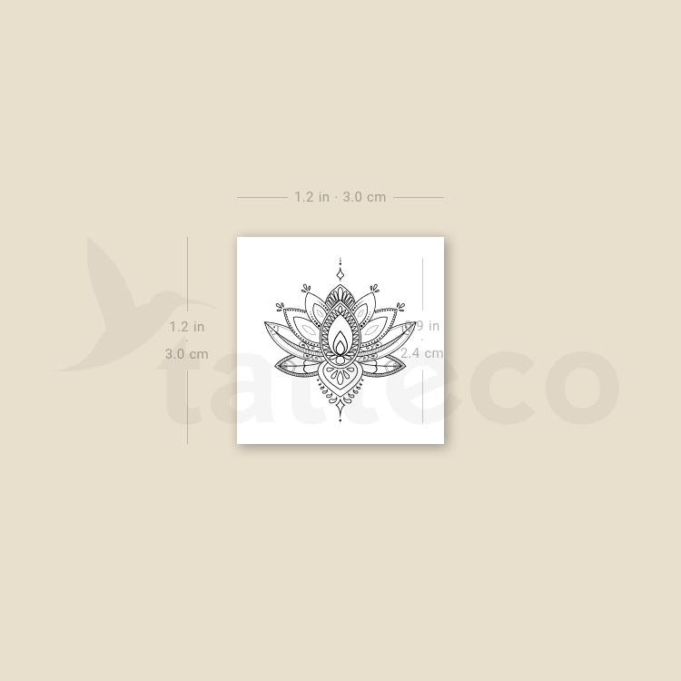 Small Sacred Lotus Flower Temporary Tattoo - Set of 3