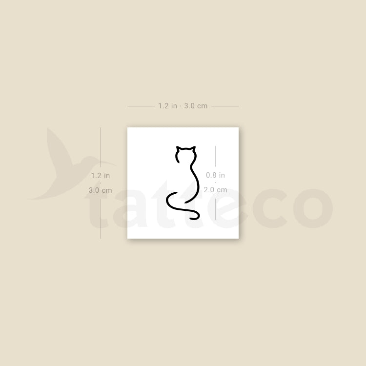 Minimalist Standing Cat Temporary Tattoo - Set of 3