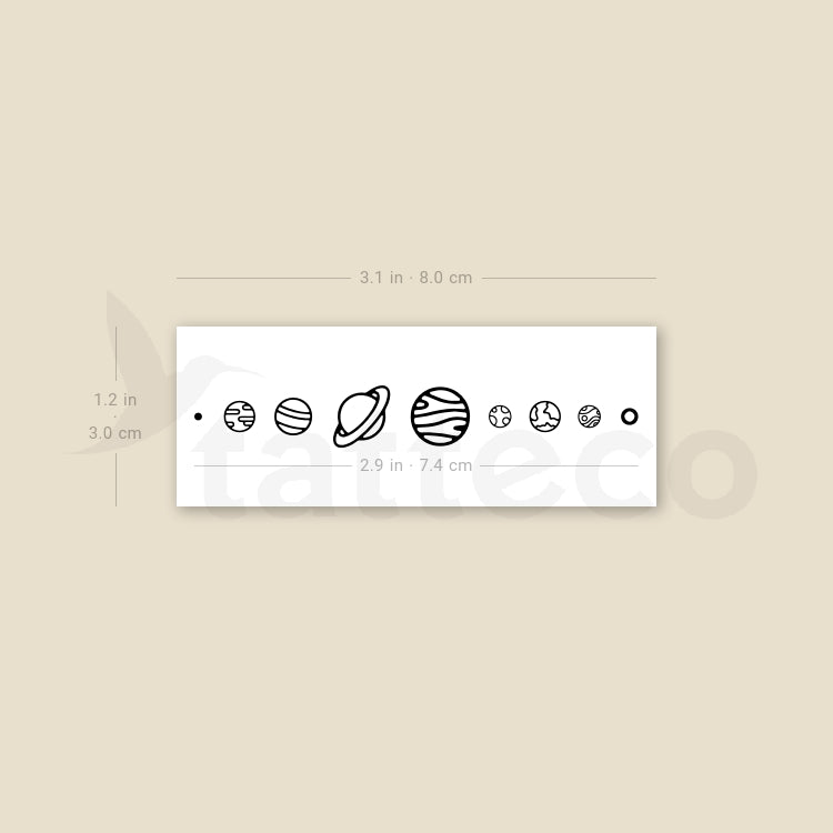 Solar System Temporary Tattoo - Set of 3