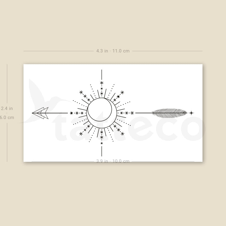 Tatuaje temporal de brújula con flecha ornamental (juego de 3)