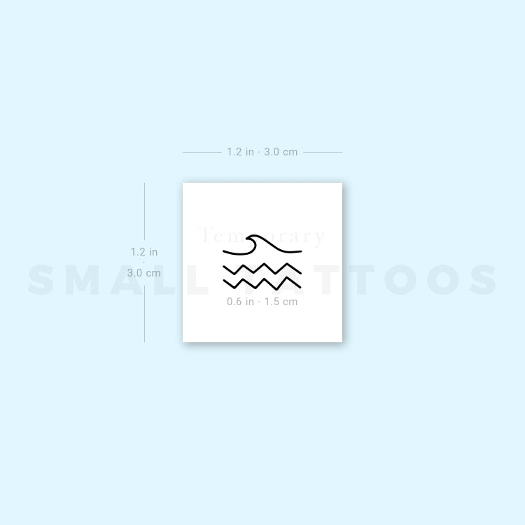 Tatuaje temporal minimalista de mar - Juego de 3