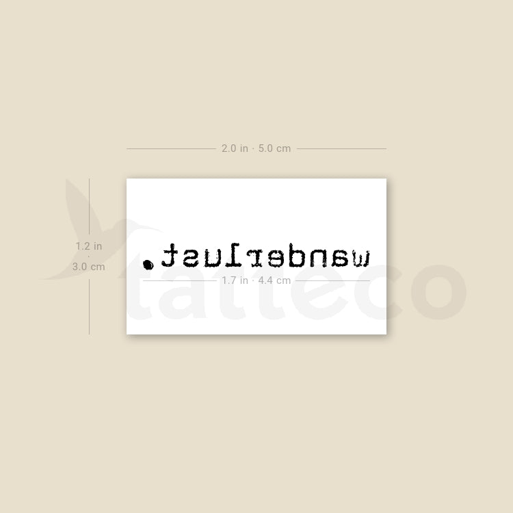 Typewriter Font Wanderlust Temporary Tattoo - Set of 3