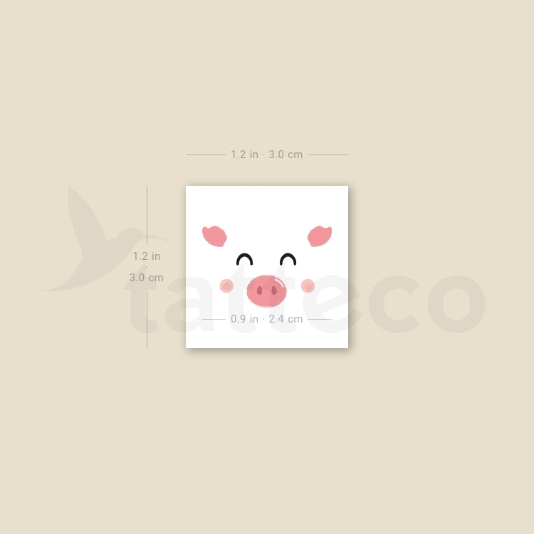Minimalist Pig Face Temporary Tattoo - Set of 3
