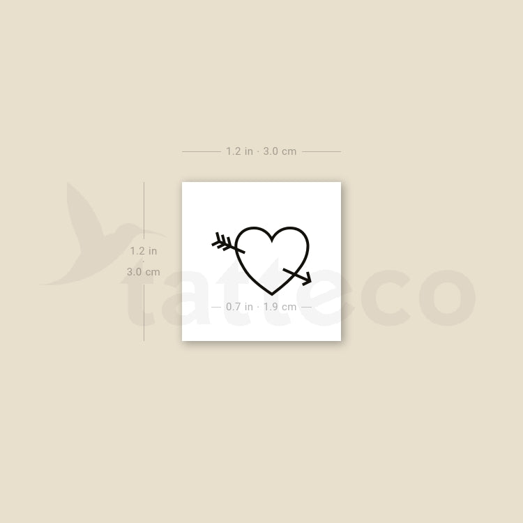 Heart And Arrow Temporary Tattoo - Set of 3